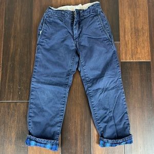 EUC Gap kids flannel lined navy chino pants, boys size 6